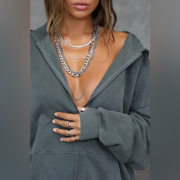 Joah Brown Tops - Joah Brown Oversized Zip-Up Hoodie